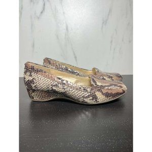 Bandolino Loafer Flats Women 6M Snakeskin Brown Slip On Leather